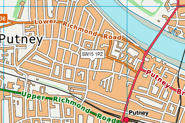 SW15 1PZ map - OS VectorMap District (Ordnance Survey) SW15 1PZ map - OS VectorMap District (Ordnance Survey)