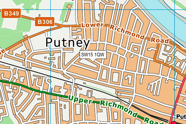 SW15 1QW map - OS VectorMap District (Ordnance Survey) SW15 1QW map - OS VectorMap District (Ordnance Survey)