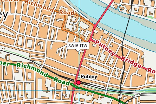 SW15 1TW map - OS VectorMap District (Ordnance Survey) SW15 1TW map - OS VectorMap District (Ordnance Survey)