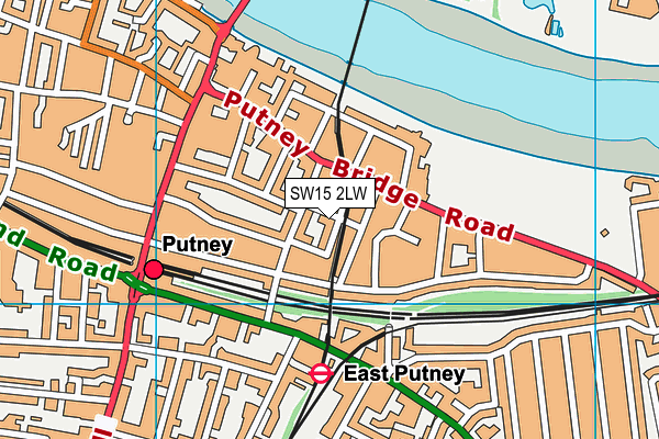 SW15 2LW map - OS VectorMap District (Ordnance Survey) SW15 2LW map - OS VectorMap District (Ordnance Survey)