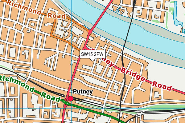 SW15 2PW map - OS VectorMap District (Ordnance Survey) SW15 2PW map - OS VectorMap District (Ordnance Survey)