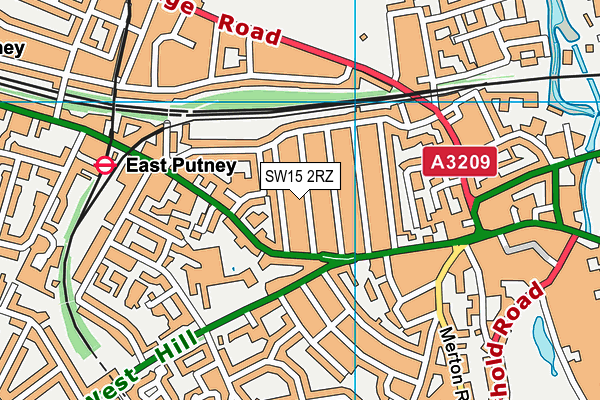 SW15 2RZ map - OS VectorMap District (Ordnance Survey) SW15 2RZ map - OS VectorMap District (Ordnance Survey)