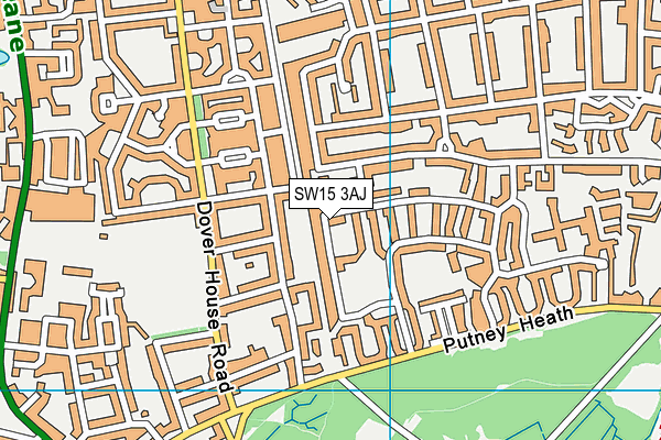 SW15 3AJ map - OS VectorMap District (Ordnance Survey) SW15 3AJ map - OS VectorMap District (Ordnance Survey)