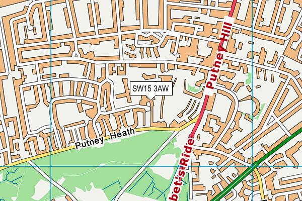 SW15 3AW map - OS VectorMap District (Ordnance Survey) SW15 3AW map - OS VectorMap District (Ordnance Survey)
