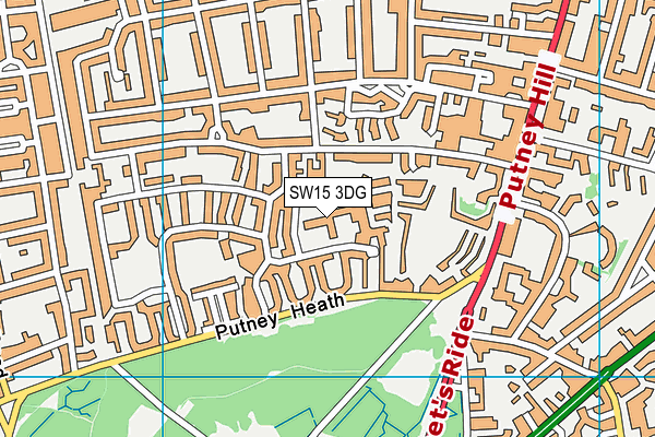 SW15 3DG map - OS VectorMap District (Ordnance Survey) SW15 3DG map - OS VectorMap District (Ordnance Survey)