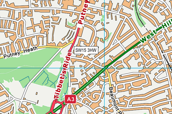 SW15 3HW map - OS VectorMap District (Ordnance Survey) SW15 3HW map - OS VectorMap District (Ordnance Survey)