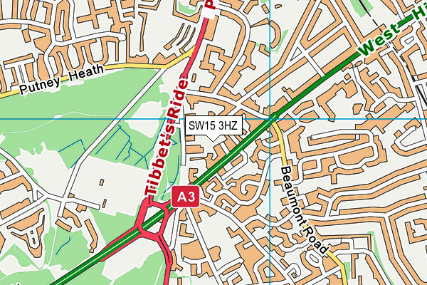 SW15 3HZ map - OS VectorMap District (Ordnance Survey) SW15 3HZ map - OS VectorMap District (Ordnance Survey)