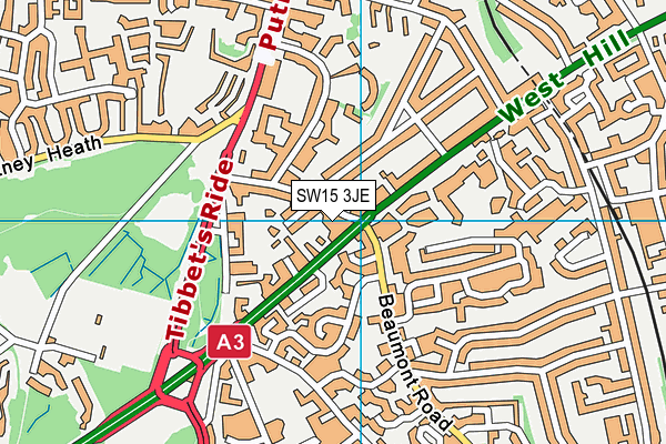 SW15 3JE map - OS VectorMap District (Ordnance Survey) SW15 3JE map - OS VectorMap District (Ordnance Survey)