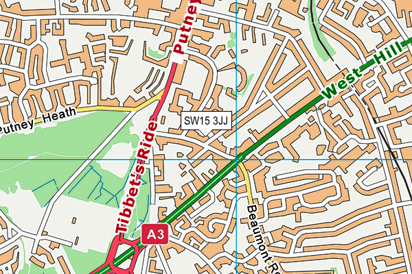 SW15 3JJ map - OS VectorMap District (Ordnance Survey) SW15 3JJ map - OS VectorMap District (Ordnance Survey)