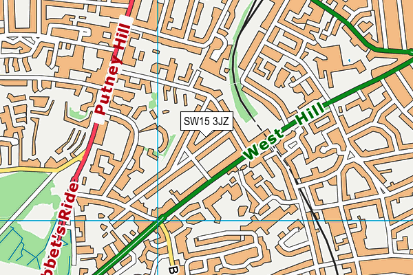 SW15 3JZ map - OS VectorMap District (Ordnance Survey) SW15 3JZ map - OS VectorMap District (Ordnance Survey)