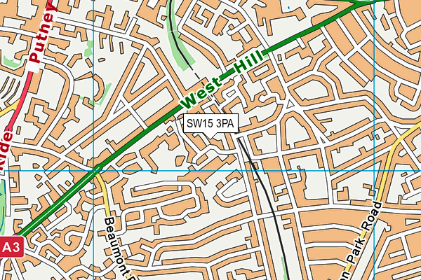 SW15 3PA map - OS VectorMap District (Ordnance Survey) SW15 3PA map - OS VectorMap District (Ordnance Survey)