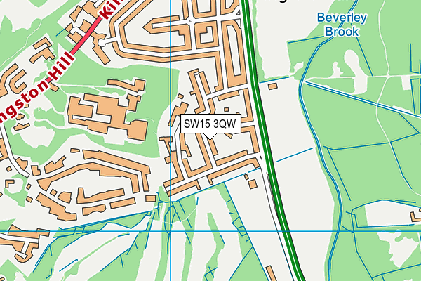 SW15 3QW map - OS VectorMap District (Ordnance Survey) SW15 3QW map - OS VectorMap District (Ordnance Survey)