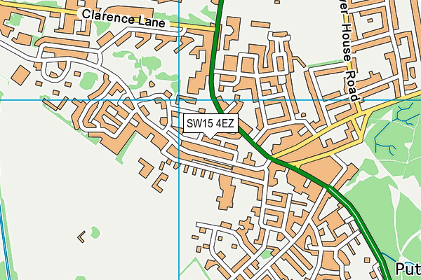 SW15 4EZ map - OS VectorMap District (Ordnance Survey) SW15 4EZ map - OS VectorMap District (Ordnance Survey)