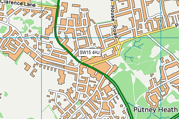 SW15 4HJ map - OS VectorMap District (Ordnance Survey) SW15 4HJ map - OS VectorMap District (Ordnance Survey)