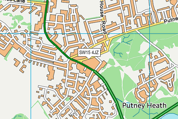 SW15 4JZ map - OS VectorMap District (Ordnance Survey) SW15 4JZ map - OS VectorMap District (Ordnance Survey)