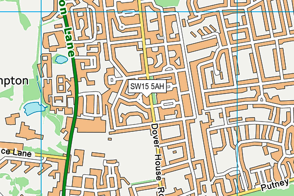 SW15 5AH map - OS VectorMap District (Ordnance Survey) SW15 5AH map - OS VectorMap District (Ordnance Survey)