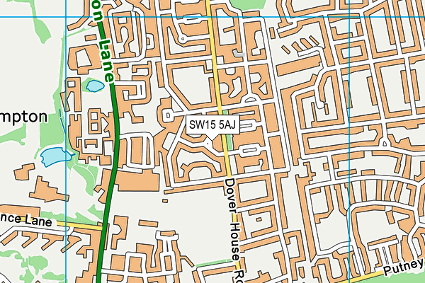 SW15 5AJ map - OS VectorMap District (Ordnance Survey) SW15 5AJ map - OS VectorMap District (Ordnance Survey)