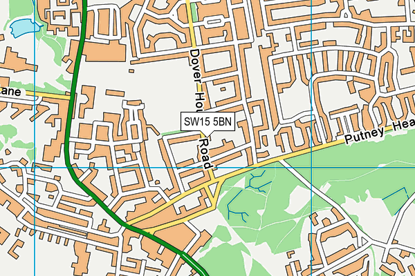 SW15 5BN map - OS VectorMap District (Ordnance Survey) SW15 5BN map - OS VectorMap District (Ordnance Survey)