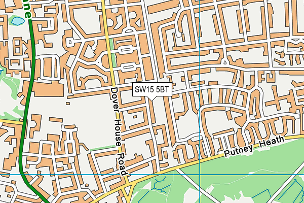 SW15 5BT map - OS VectorMap District (Ordnance Survey) SW15 5BT map - OS VectorMap District (Ordnance Survey)