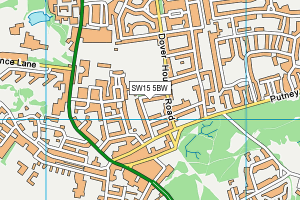 SW15 5BW map - OS VectorMap District (Ordnance Survey) SW15 5BW map - OS VectorMap District (Ordnance Survey)