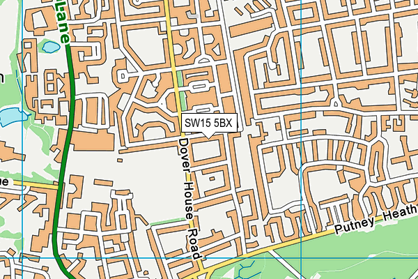 SW15 5BX map - OS VectorMap District (Ordnance Survey) SW15 5BX map - OS VectorMap District (Ordnance Survey)