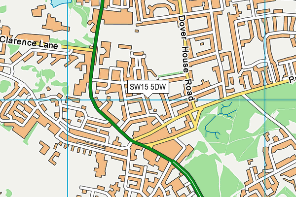 SW15 5DW map - OS VectorMap District (Ordnance Survey) SW15 5DW map - OS VectorMap District (Ordnance Survey)