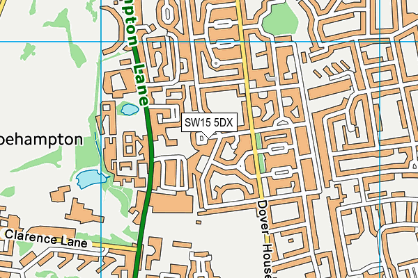 SW15 5DX map - OS VectorMap District (Ordnance Survey) SW15 5DX map - OS VectorMap District (Ordnance Survey)