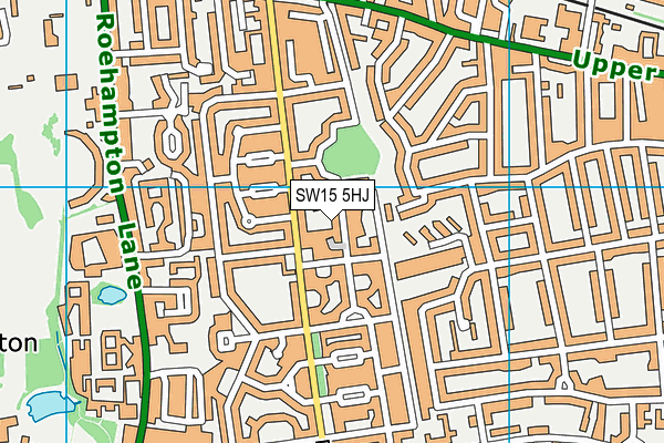 SW15 5HJ map - OS VectorMap District (Ordnance Survey) SW15 5HJ map - OS VectorMap District (Ordnance Survey)