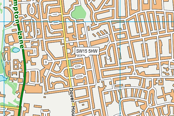 SW15 5HW map - OS VectorMap District (Ordnance Survey) SW15 5HW map - OS VectorMap District (Ordnance Survey)