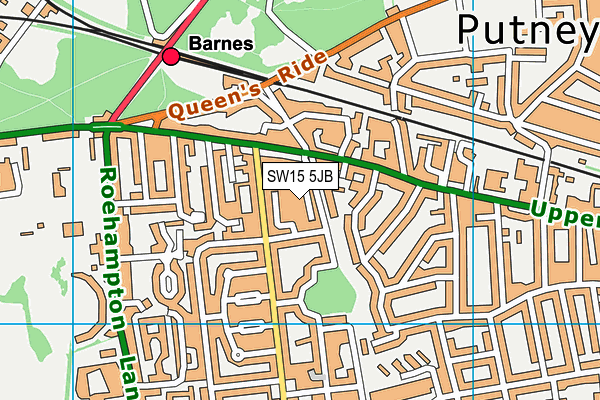 SW15 5JB map - OS VectorMap District (Ordnance Survey) SW15 5JB map - OS VectorMap District (Ordnance Survey)