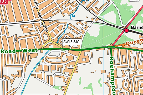 SW15 5JG map - OS VectorMap District (Ordnance Survey) SW15 5JG map - OS VectorMap District (Ordnance Survey)