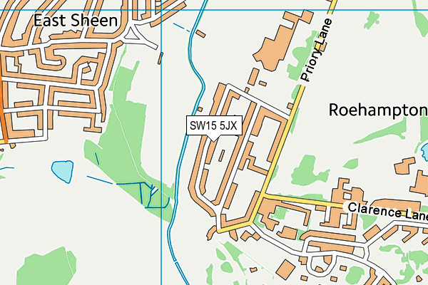 SW15 5JX map - OS VectorMap District (Ordnance Survey) SW15 5JX map - OS VectorMap District (Ordnance Survey)