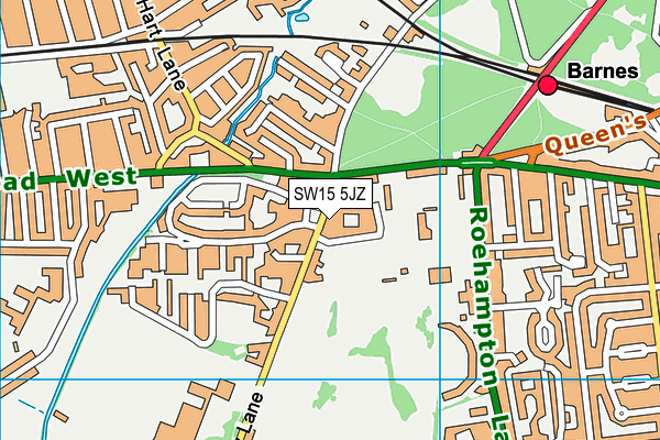 SW15 5JZ map - OS VectorMap District (Ordnance Survey) SW15 5JZ map - OS VectorMap District (Ordnance Survey)
