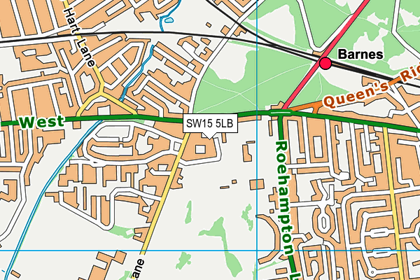 SW15 5LB map - OS VectorMap District (Ordnance Survey) SW15 5LB map - OS VectorMap District (Ordnance Survey)