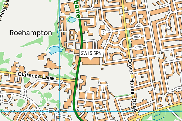 SW15 5PN map - OS VectorMap District (Ordnance Survey)
