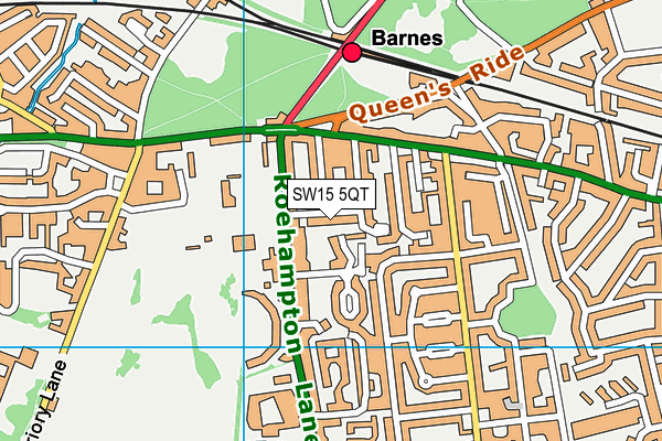 SW15 5QT map - OS VectorMap District (Ordnance Survey) SW15 5QT map - OS VectorMap District (Ordnance Survey)