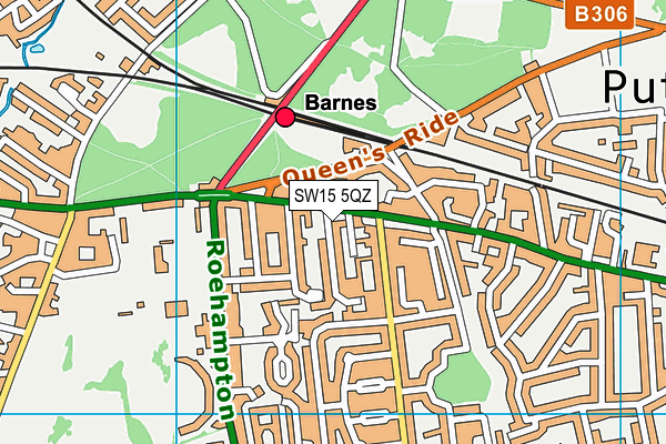 SW15 5QZ map - OS VectorMap District (Ordnance Survey) SW15 5QZ map - OS VectorMap District (Ordnance Survey)
