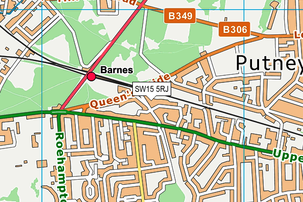 SW15 5RJ map - OS VectorMap District (Ordnance Survey) SW15 5RJ map - OS VectorMap District (Ordnance Survey)
