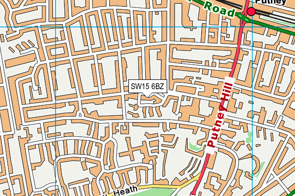 SW15 6BZ map - OS VectorMap District (Ordnance Survey)
