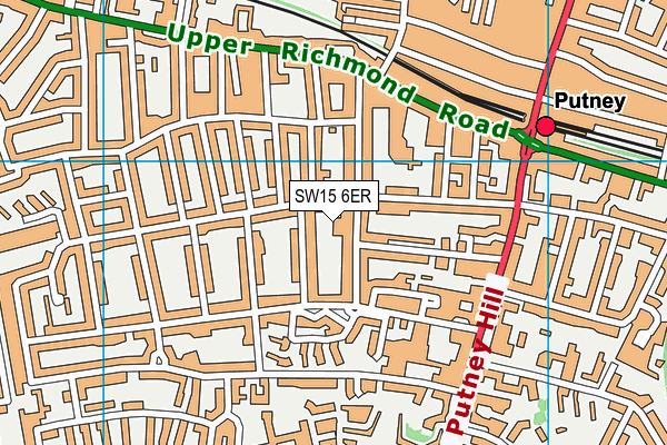 SW15 6ER map - OS VectorMap District (Ordnance Survey) SW15 6ER map - OS VectorMap District (Ordnance Survey)