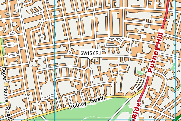SW15 6RJ map - OS VectorMap District (Ordnance Survey) SW15 6RJ map - OS VectorMap District (Ordnance Survey)