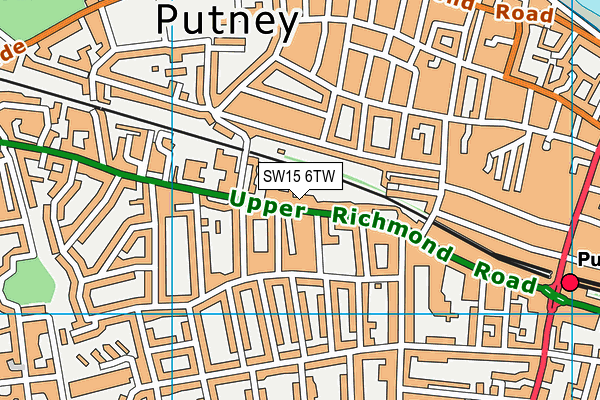 SW15 6TW map - OS VectorMap District (Ordnance Survey)
