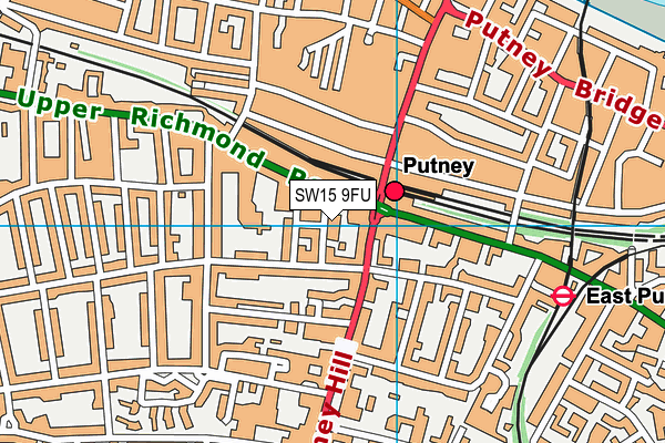 SW15 9FU map - OS VectorMap District (Ordnance Survey)