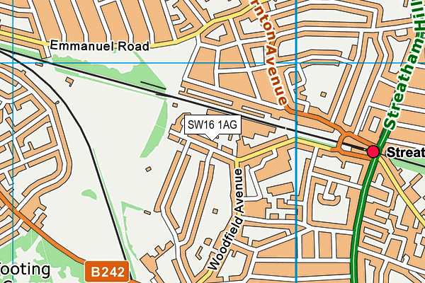 SW16 1AG map - OS VectorMap District (Ordnance Survey) SW16 1AG map - OS VectorMap District (Ordnance Survey)