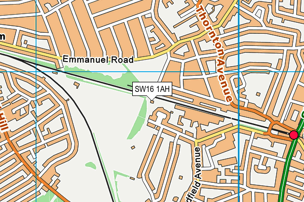 SW16 1AH map - OS VectorMap District (Ordnance Survey) SW16 1AH map - OS VectorMap District (Ordnance Survey)