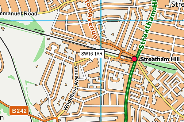 SW16 1AR map - OS VectorMap District (Ordnance Survey) SW16 1AR map - OS VectorMap District (Ordnance Survey)
