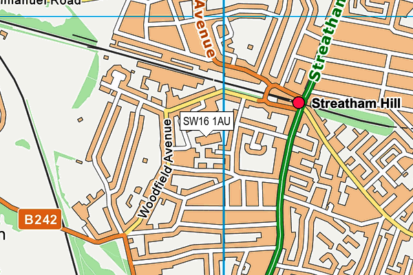 SW16 1AU map - OS VectorMap District (Ordnance Survey) SW16 1AU map - OS VectorMap District (Ordnance Survey)