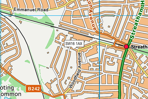 SW16 1AX map - OS VectorMap District (Ordnance Survey) SW16 1AX map - OS VectorMap District (Ordnance Survey)