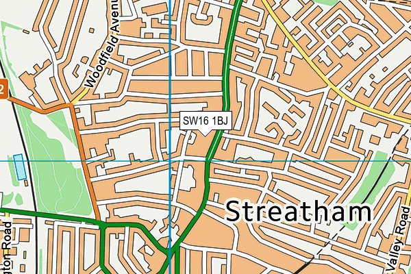 SW16 1BJ map - OS VectorMap District (Ordnance Survey) SW16 1BJ map - OS VectorMap District (Ordnance Survey)