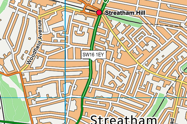 SW16 1EY map - OS VectorMap District (Ordnance Survey) SW16 1EY map - OS VectorMap District (Ordnance Survey)